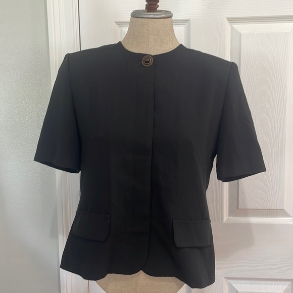 Vintage Norton McNaughton short sleeve blazer jacket top shoulder pads size 4 P - Picture 1 of 13